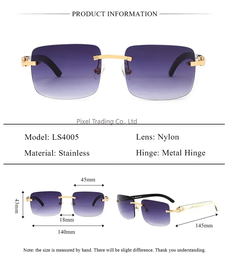 Sunglasses Uv400 - Brand Carter BLACK WHITE Buffalo Horn