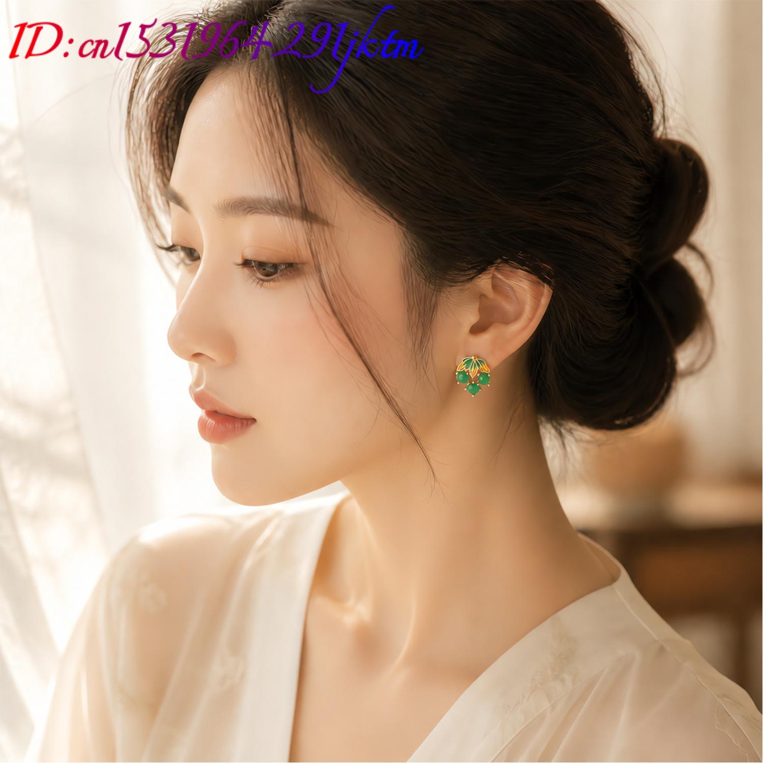 Burmese Jadeite Grape Earrings - Gold Plated Jewelry recension och pris
