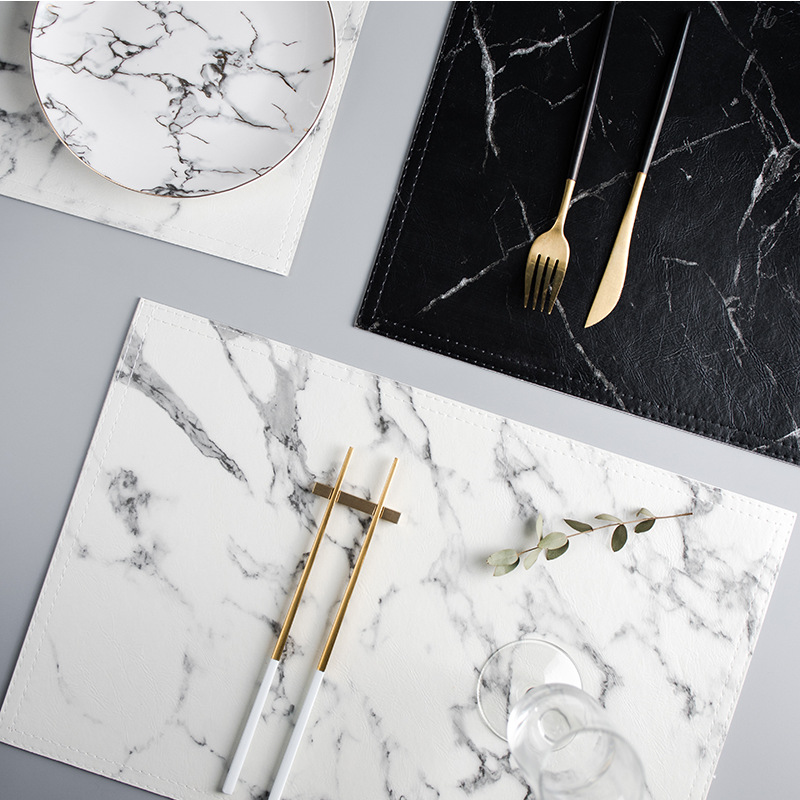 Luxury PU Heat Insulation Tabl - Marble Coaster Set recension och pris