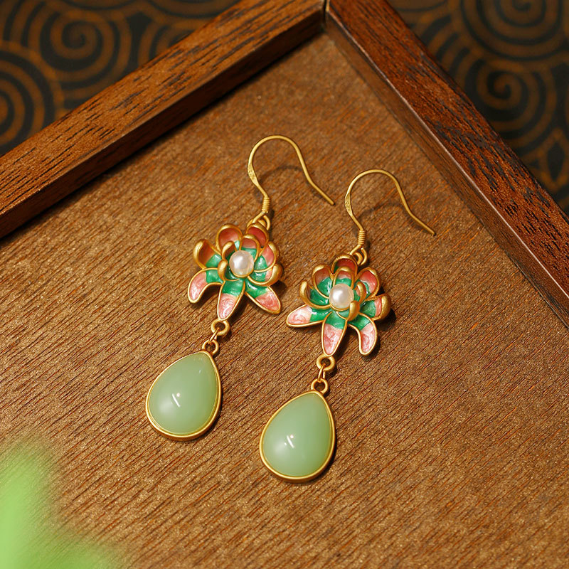 Green Natural Jade Water Drop  - Gold Plated Jewelry recension och pris