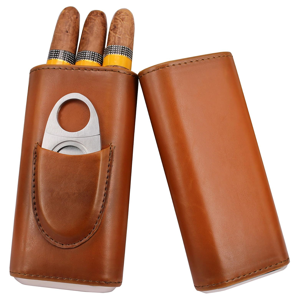 LMETJMA 3-Finger Leather Cigar - Premium Cigar Case recension och pris