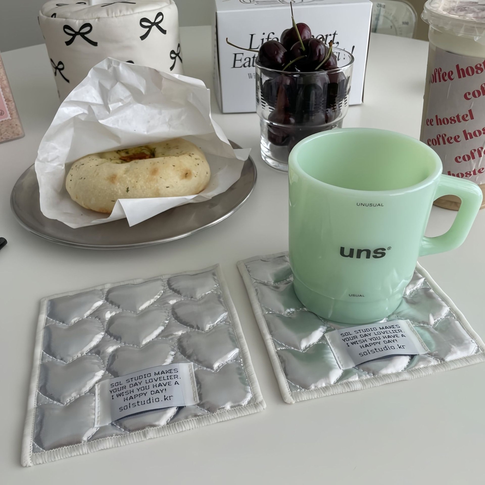 Korean Ins Love Quilted Metal  - Marble Coaster Set recension och pris