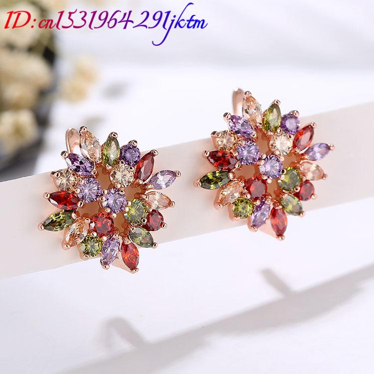 Natural Crystal Flower Earring - Gold Plated Jewelry recension och pris