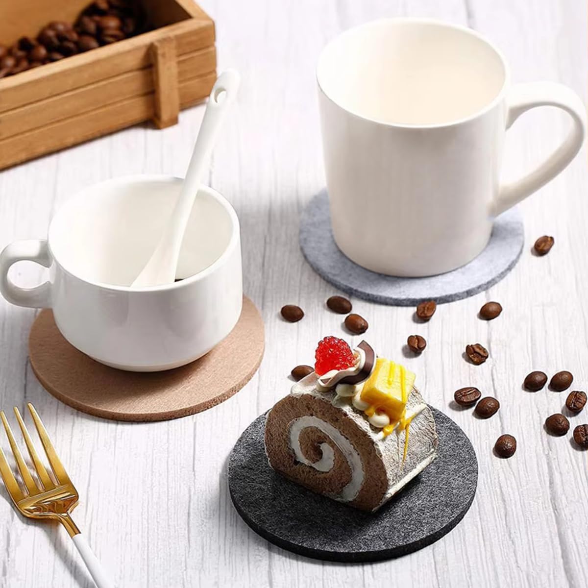 10pcs Round Felt Coaster Dinin - Marble Coaster Set recension och pris