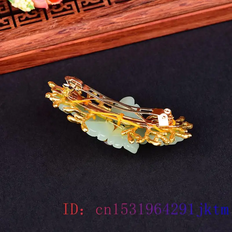 Green Jade Flower Barrette Des - Gold Plated Jewelry recension och pris
