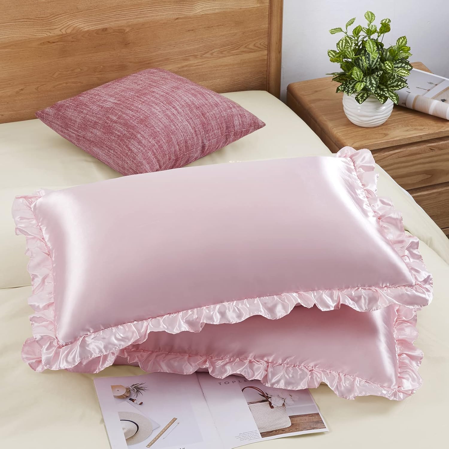 2Pcs Satin Ruffled Pillow Case - Silk Pillowcase recension och pris