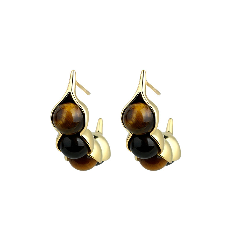 Tiger Eye Pod Earrings Gemston - Gold Plated Jewelry recension och pris